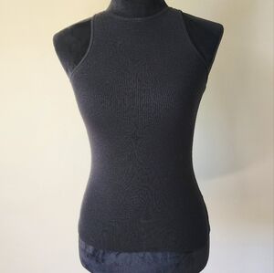 Anthropologie Sleeveless Ribbed Back Black Tank Top Women's Sz XXS.